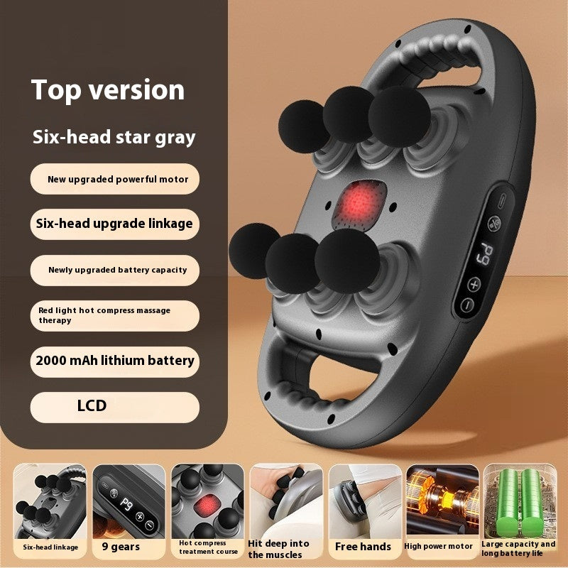 New Six-head Massage Gun Muscle Relax Fascia Grab Deep Muscle-relaxing Tool Neck Cream Deep Massager